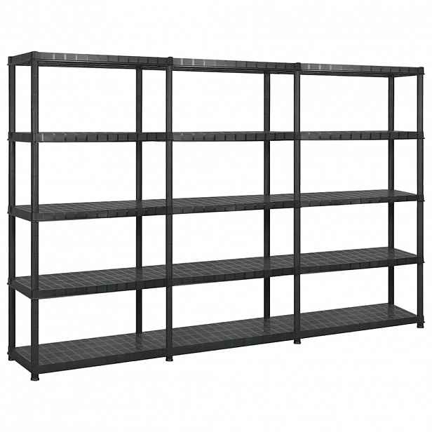 vidaXL Úložný regál 5patrový černý 255 x 40 x 185 cm plast