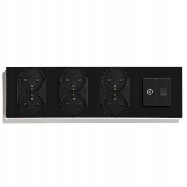 Elektrická Zásuvka Skleněná Čtyřnásobná 299 mm Tv Anténa Internet RJ45 CAT5e