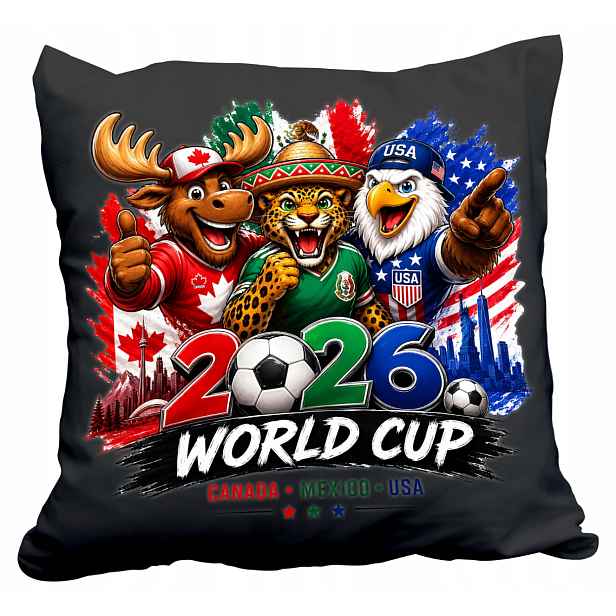 Polštář Černý Mundial 2026 World Cup Fotbal Dárek Jméno
