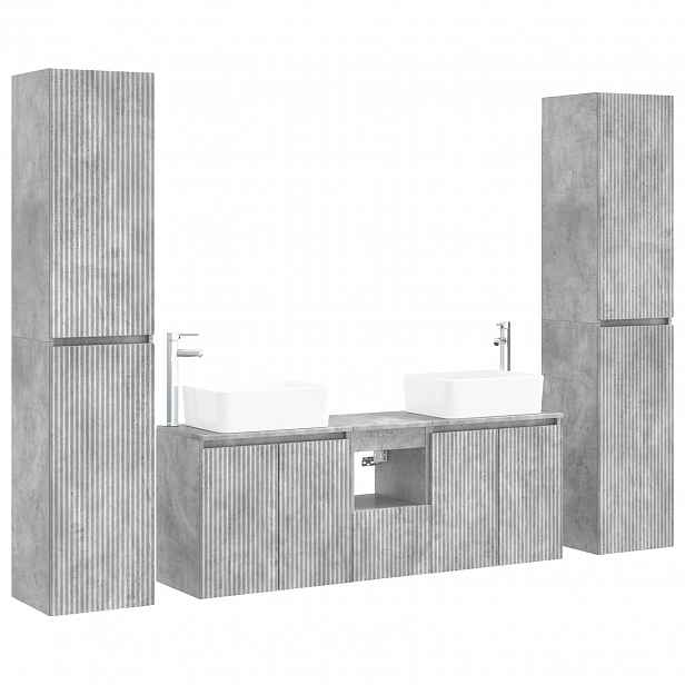 vidaXL Sada koupelnového nábytku 5 ks Betonově šedá 33 x 34,5 x 160 cm