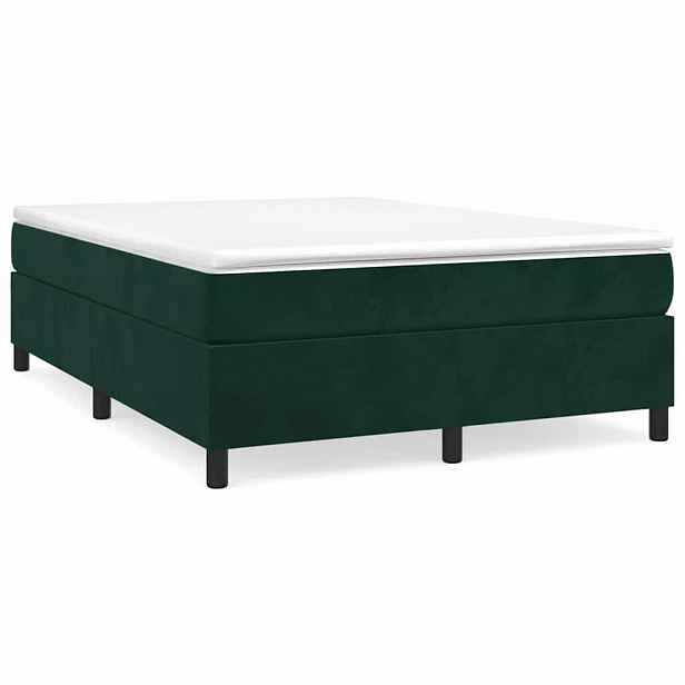 vidaXL Box spring postel s matrací tmavě zelená 140x190 cm samet