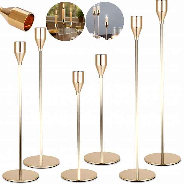 6 X Zlaté Kovové Svícny Glamour Dekorativní Stůl Sada Na Dárek