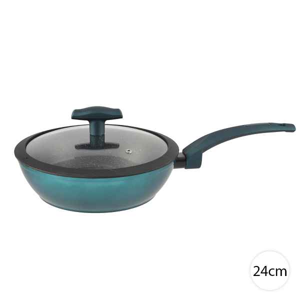 Perfect Home Granitová hluboká wok pánev na indukci s poklicí 24cm Sea Line, 15621