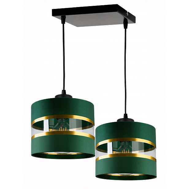 Závěsná Lampa Zwis lustrová Abažur Zelená 2xE27