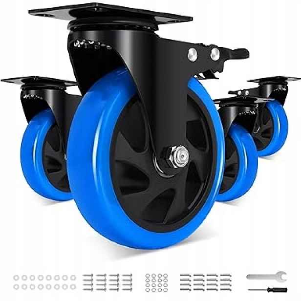 Přepravní kolečka 125 mm se 4 dvojitými brzdami, nosnost 630 kg,