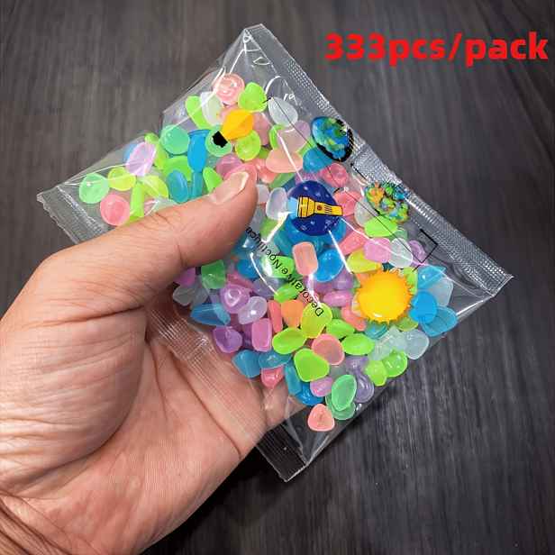 TEMU 333 ks/0,11 LB, Svítící oblázky ve tmě pro zahradní dekoraci, dekorace květináčů a akvárií, pryskyřičné řemeslné kameny pro vázy a terária,