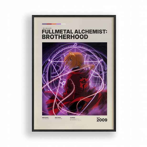 Obraz Fullmetal Alchemist Edward Plakát Rámeček Dřevěný Černý 30x42 cm