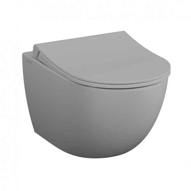 WC závěsné Vitra Sento SmoothFlush šedé včetně sedátka, zadní odpad 7848-076-0101