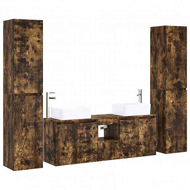 vidaXL Sada koupelnového nábytku 5 ks Kouřový dub 33 x 34,5 x 160 cm