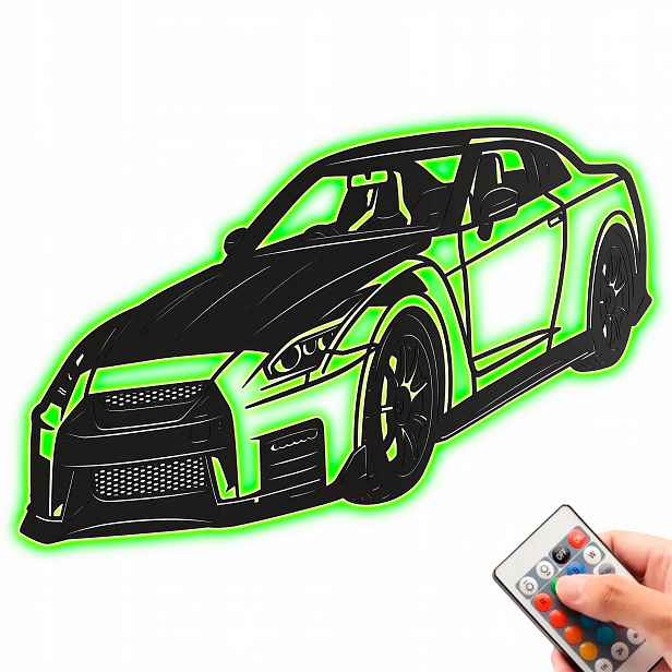 Gtr R35 Dřevěný 3D obraz Noční Lampa Led dálkové ovládání