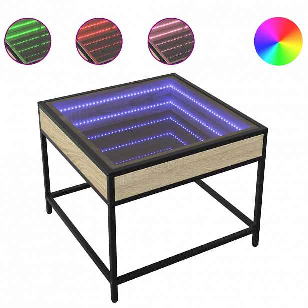vidaXL Konferenční stolek s Infinity LED dub sonoma 50 x 50 x 41 cm