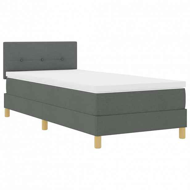 vidaXL LED box pružinová postel s čelo Tmavě šedá 90 x 190 cm textil