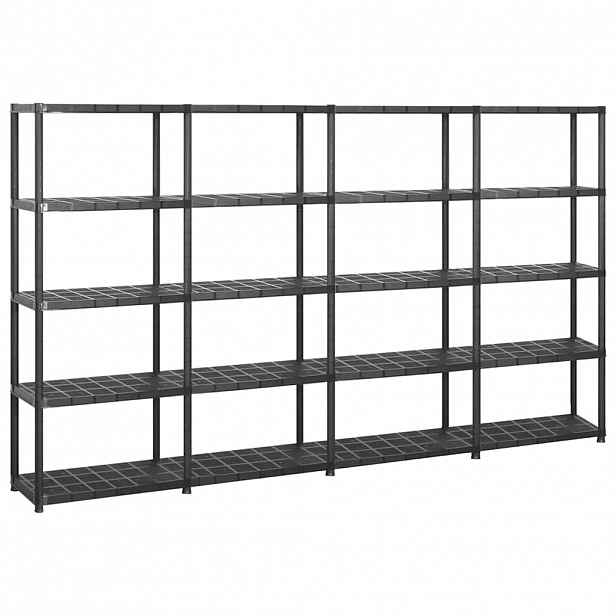 vidaXL Úložný regál 5patrový černý 284 x 38 x 170 cm plast
