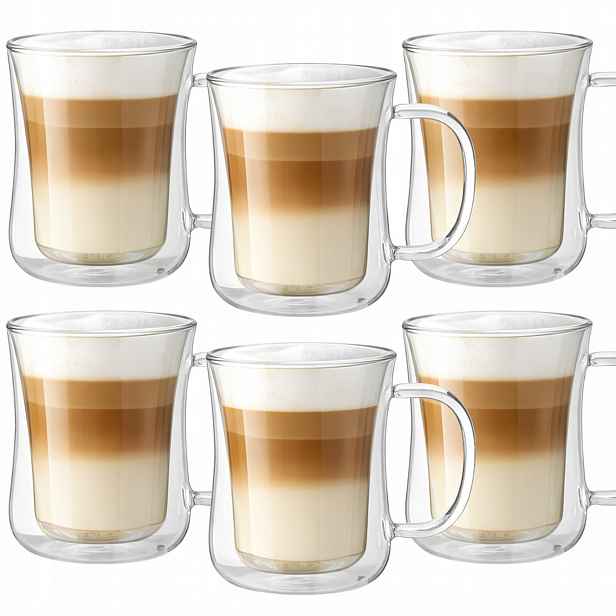 6 x Sklenice Na Kávu Sada Sklenic Na Latte Čaj Termohrnky 400ML