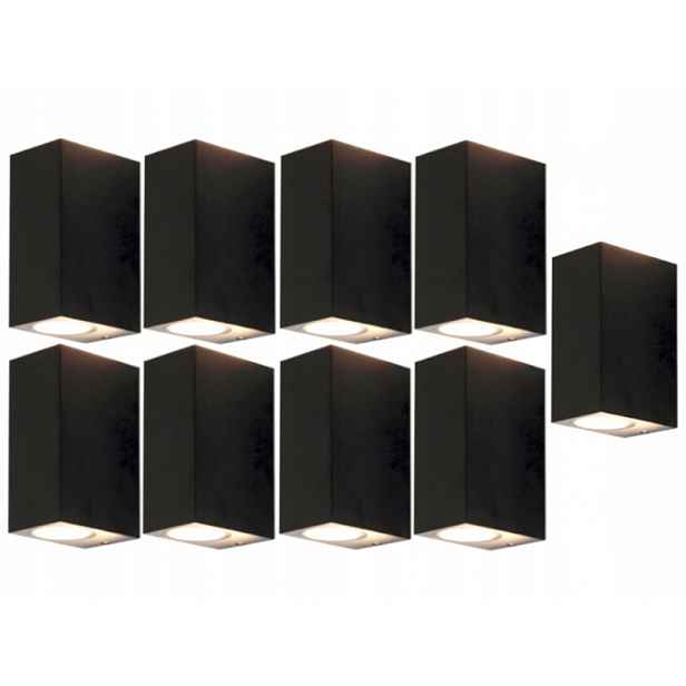 9x Černá Lampa Horní Spodní Oboustranná Hliníková Zahradní Fasádní Lampa