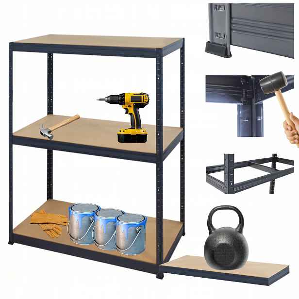 Garážový skladový regál kovový Premium Helios 106x100x50 cm 3Px175 kg
