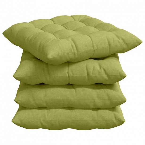 vidaXL Polštáře na sedadla 4 ks Textil Světlá zelená 40 x 40 x 6 cm