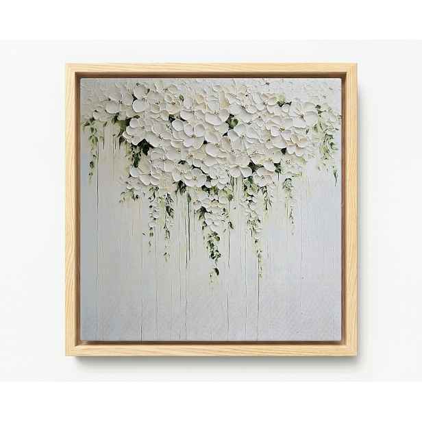 Obraz Rama American Box Natura Olej Impasto 3D Bílé Květy Popínavé 50x50