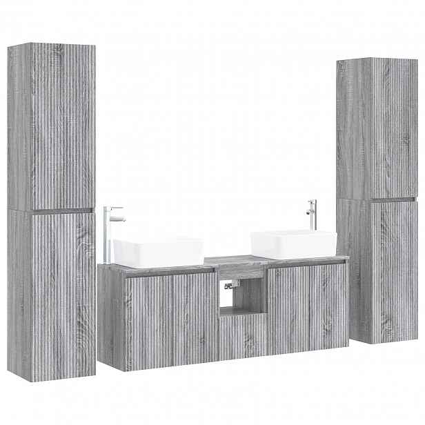 vidaXL Sada koupelnového nábytku 5 ks Šedý Sonoma 33 x 34,5 x 160 cm