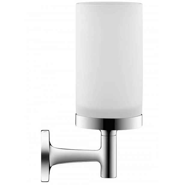 Duravit Starck T - Sklenka na kartáčky a pastu s držákem, chrom/mléčné sklo 0099311000