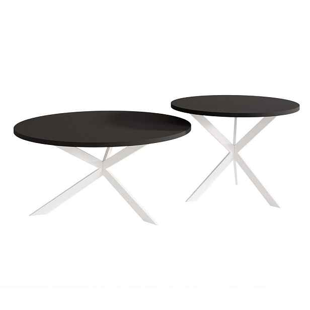 Idohome KONFERENČNÍ STOLEK LIBERO kulatý z MDF, bílý / černý Molet