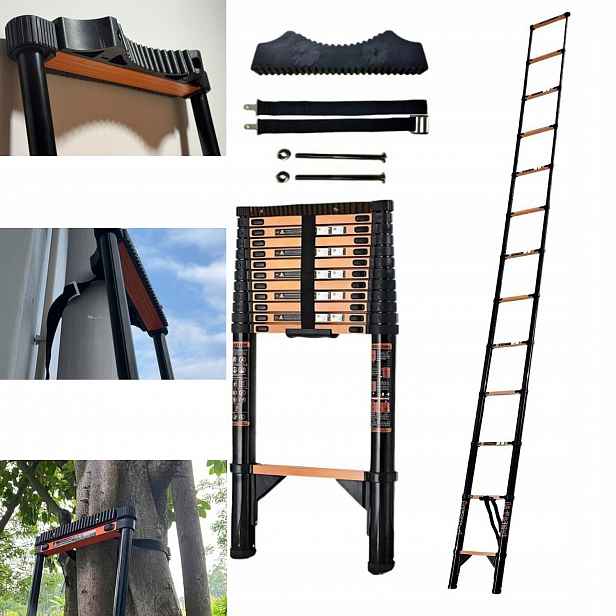 Teleskopický skládací posuvný žebřík 5,1 m 13 stupňů 150 kg