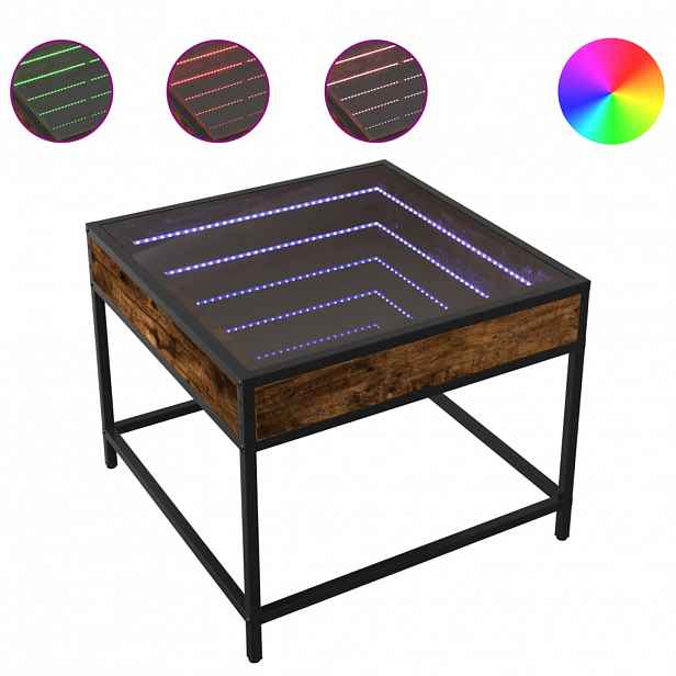 vidaXL Konferenční stolek s Infinity LED kouřový dub 50 x 50 x 41 cm