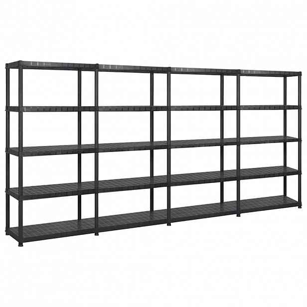 vidaXL Úložný regál 5patrový černý 340 x 40 x 185 cm plast