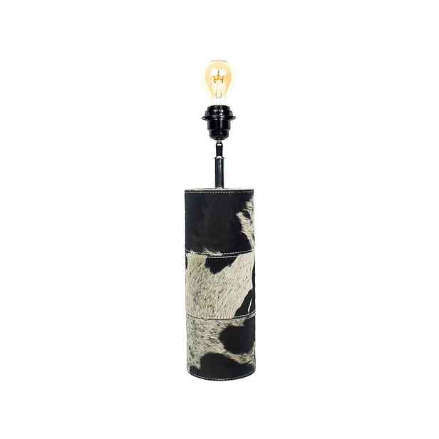 Základna k lampě s dekórem z hovězí kůže Black - 13,5*13,5*45cm Mars & More