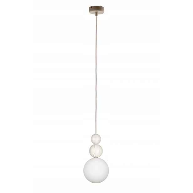Závěsná lampa Rona japandi skleněná koule dřevo G9 12W Sigma Lighting