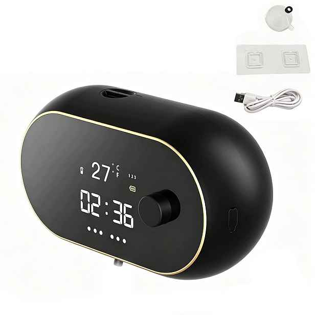 Premium Automatický Dávkovač pěny Hodiny Teplota nabíjení Usb Černá
