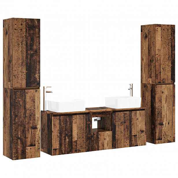 vidaXL Sada koupelnového nábytku 5 ks Staré dřevo 33 x 34,5 x 160 cm