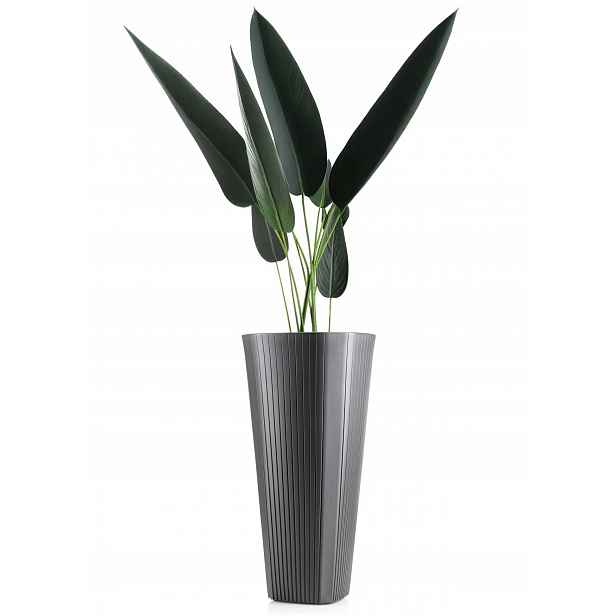 Antracitový květináč Vysoký velký s vložkou Moderní loft 39xh81 cm Květináč