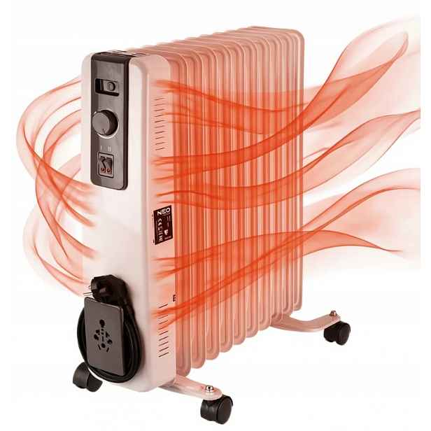 Olejový žebrový radiátor 90-153 Neo Tools 2500 W bílý 230 V 50 Hz