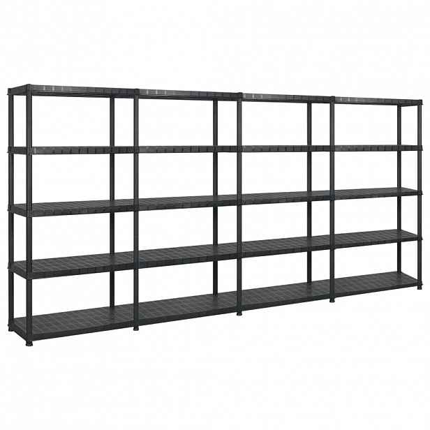 vidaXL Úložný regál 5patrový černý 366 x 45,7 x 185 cm plast