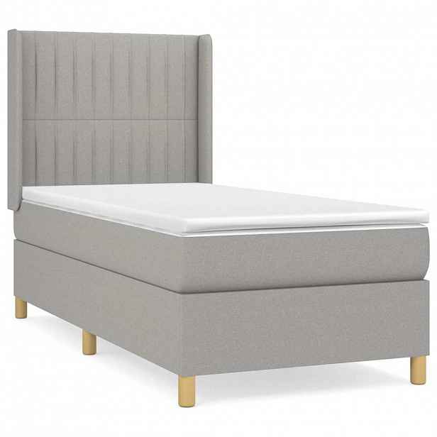 vidaXL Box spring postel s matrací světle šedý 100 x 200 cm textil