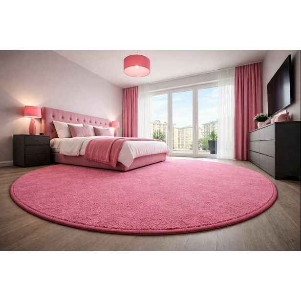 Kusový koberec Eton růžový 11 kruh, 100x100 (průměr) kruh, růžová, ložnice, Vopi
