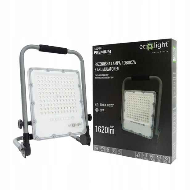 Led reflektor Přenosný Pracovní Halogen Akumulátorový 50W 5000K IP65