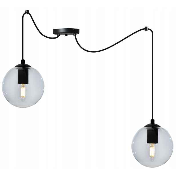 Závěsné Stropní Svítidlo Lustr Skleněné Koule Černý Pavouk Loft Elegantní