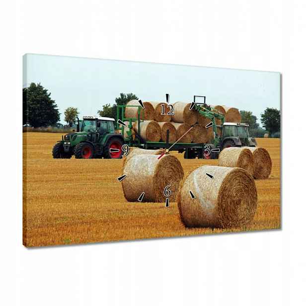 Hodiny 60x40 Žně Sláma Bele Traktory