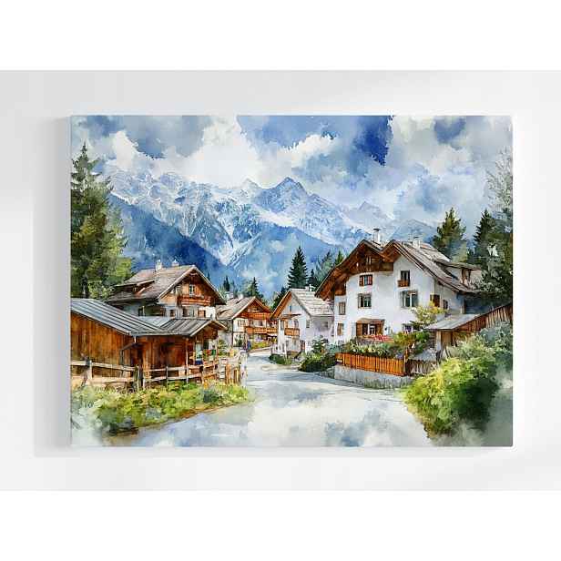 Plakát Krajina Pohlednice Alpy Městečko Hory Vesnice 100x75