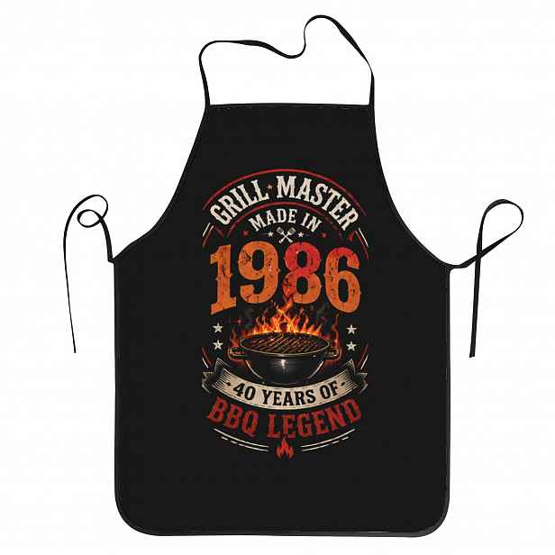 TEMU Zástěra Still in 1986 40 let BBQ pro muže ženy unisex nastavitelné zástěry na vaření do kuchyně BBQ zahrady dárek vhodná 1ks