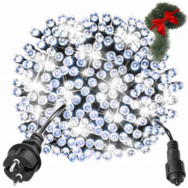 Vánoční Osvětlení Na Stromeček 300 Led Venkovní A Vnitřní Pevné Flash Bílé Studené