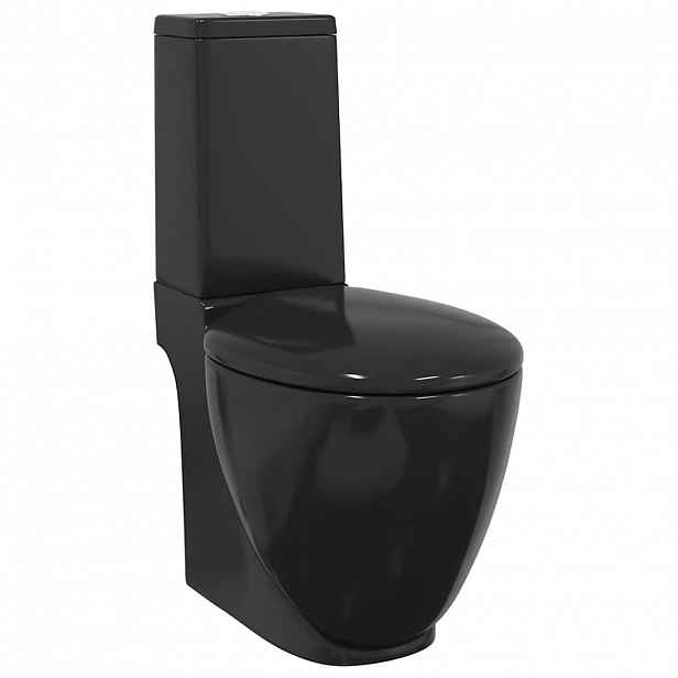 vidaXL Keramické WC kombi kulaté spodní odpad černé