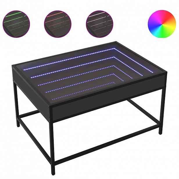 vidaXL Konferenční stolek s Infinity LED černý 70 x 50 x 41 cm
