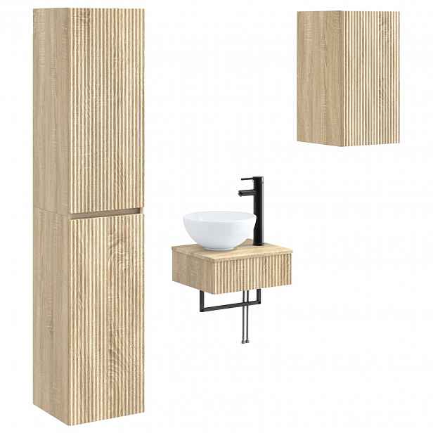 vidaXL Sada koupelnového nábytku 3 ks Dub sonoma 33 x 34,5 x 160 cm