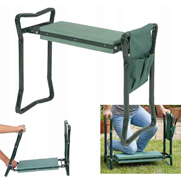 Skládací zahradní stolička Zahradní lavička na klečení 150 kg 60x28 x49 Cm