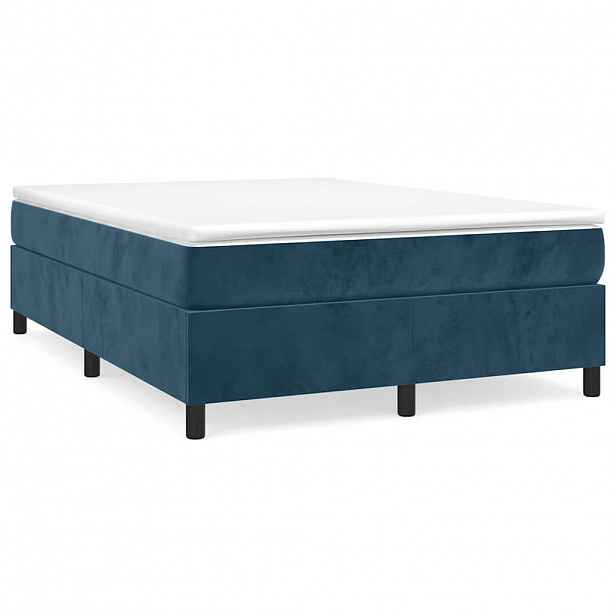vidaXL Box spring postel s matrací tmavě modrá 140x200 cm samet