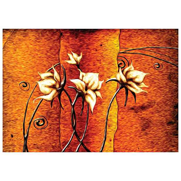 Fototapeta Květinová abstrakce vinyl teplé hnědé pomeranče 312x219 lepidlo