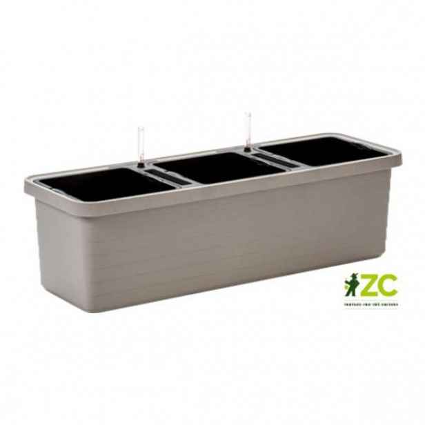 Truhlík samozavlažovací BERBERIS TRIO plast taupe 117cm